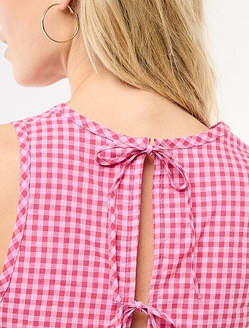 Top sans manches à motif Vichy