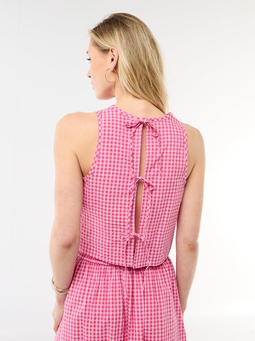 Top sans manches à motif Vichy - Kiabi