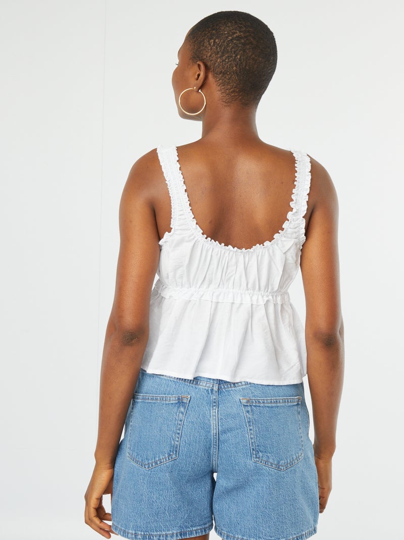 Top sans manches avec bords volantées Blanc - Kiabi