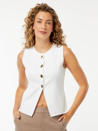 Top sans manches avec boutons dorés