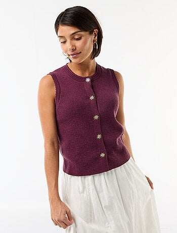 Top sans manches avec boutons dorés