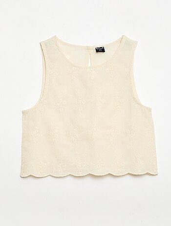 Top sans manches avec broderie all over