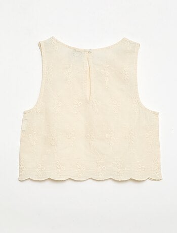 Top sans manches avec broderie all over
