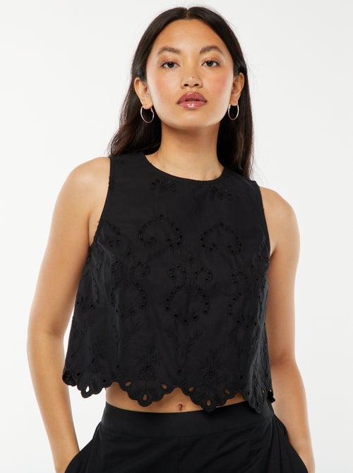 Top sans manches avec broderies anglaises - Kiabi