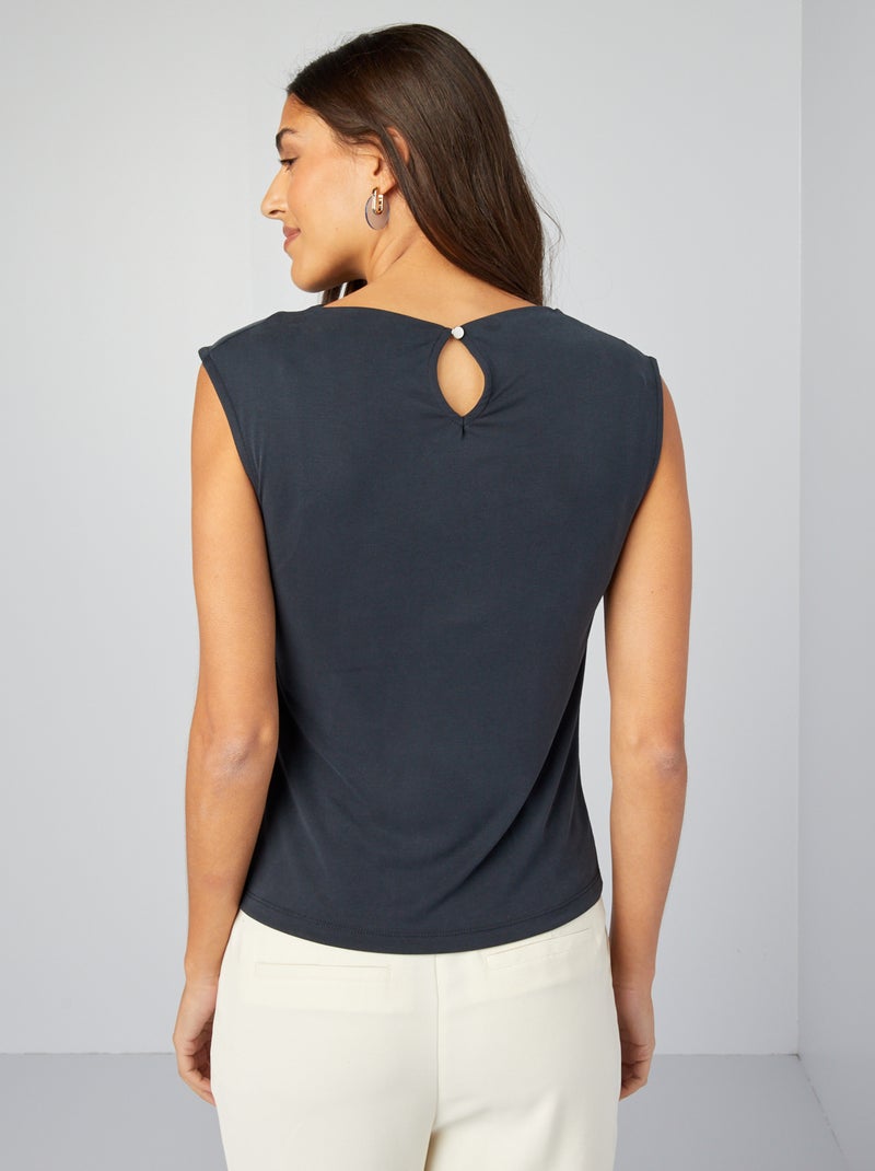 Top sans manches avec épaules plissées Bleu marine - Kiabi