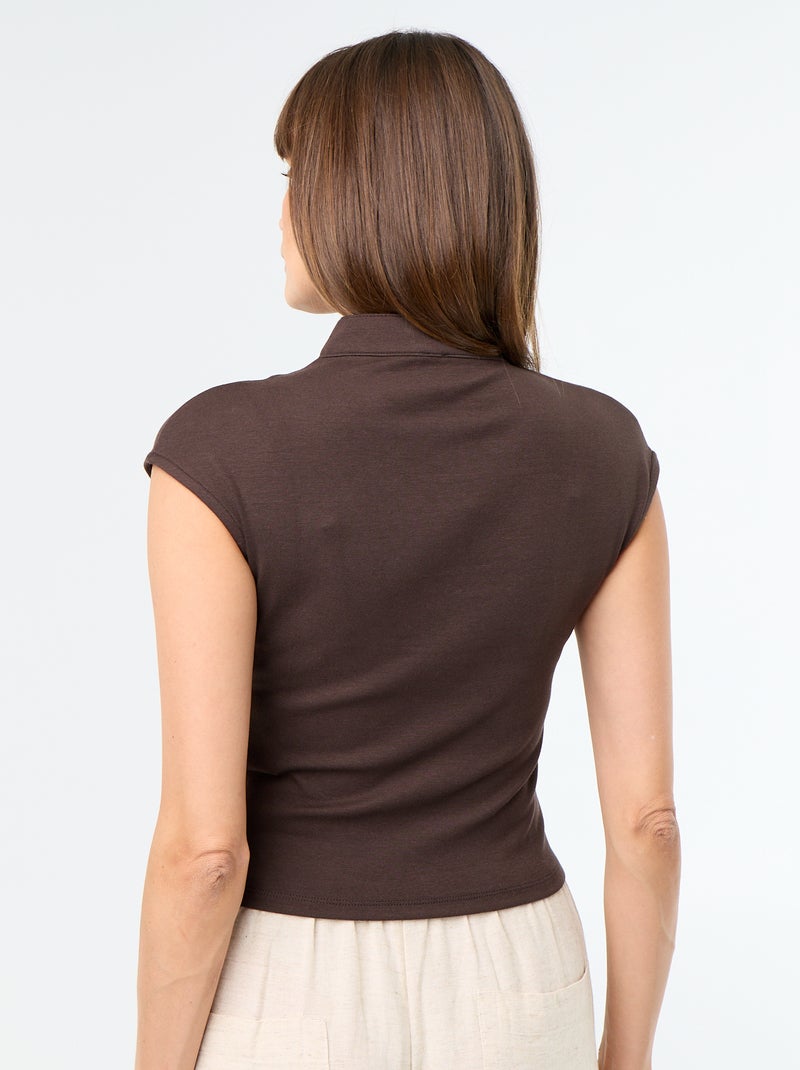 Top sans manches avec un col mandarin Marron - Kiabi