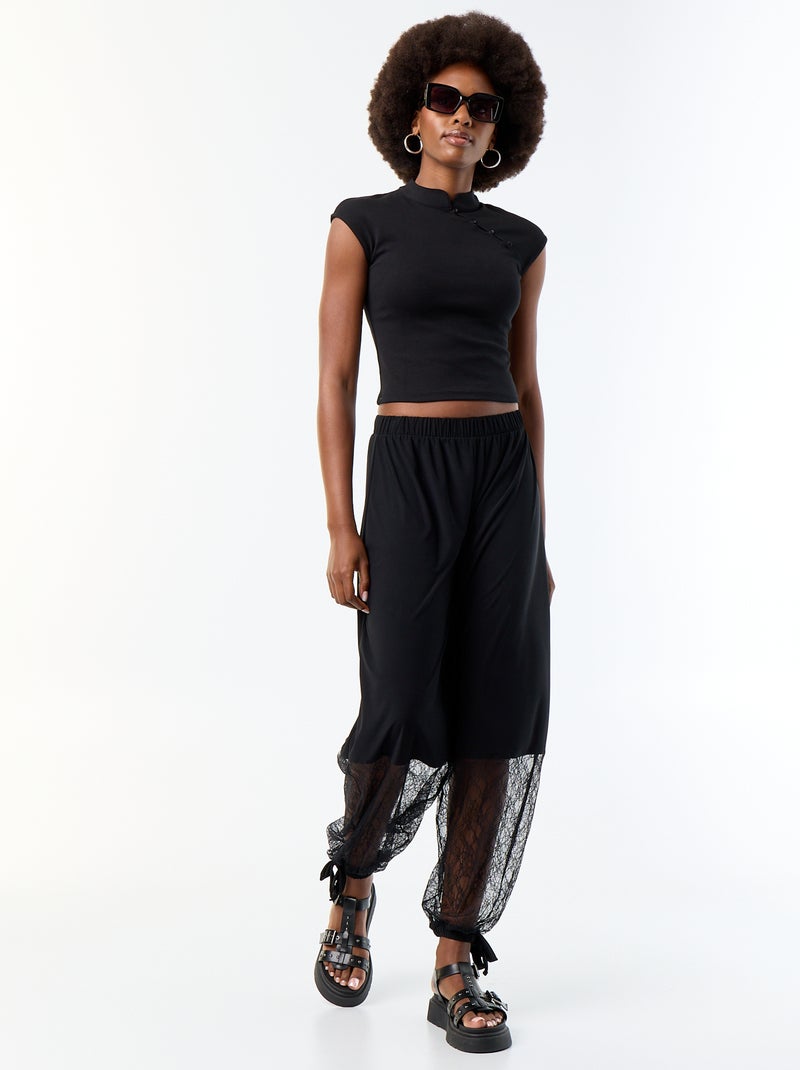 Top sans manches avec un col mandarin Noir - Kiabi