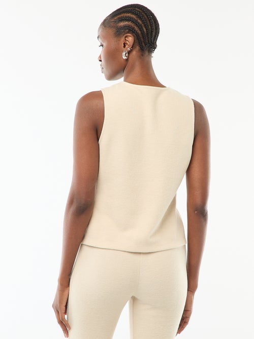 Top sans manches boutonné en maille doudou - Kiabi