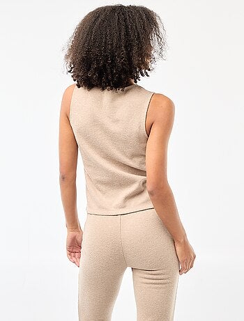 Top sans manches boutonné en maille doudou