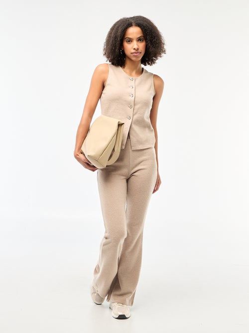 Top sans manches boutonné en maille doudou - Kiabi