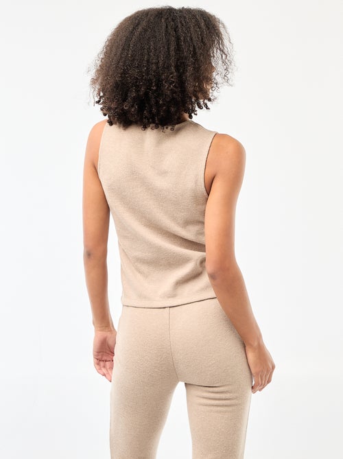 Top sans manches boutonné en maille doudou - Kiabi