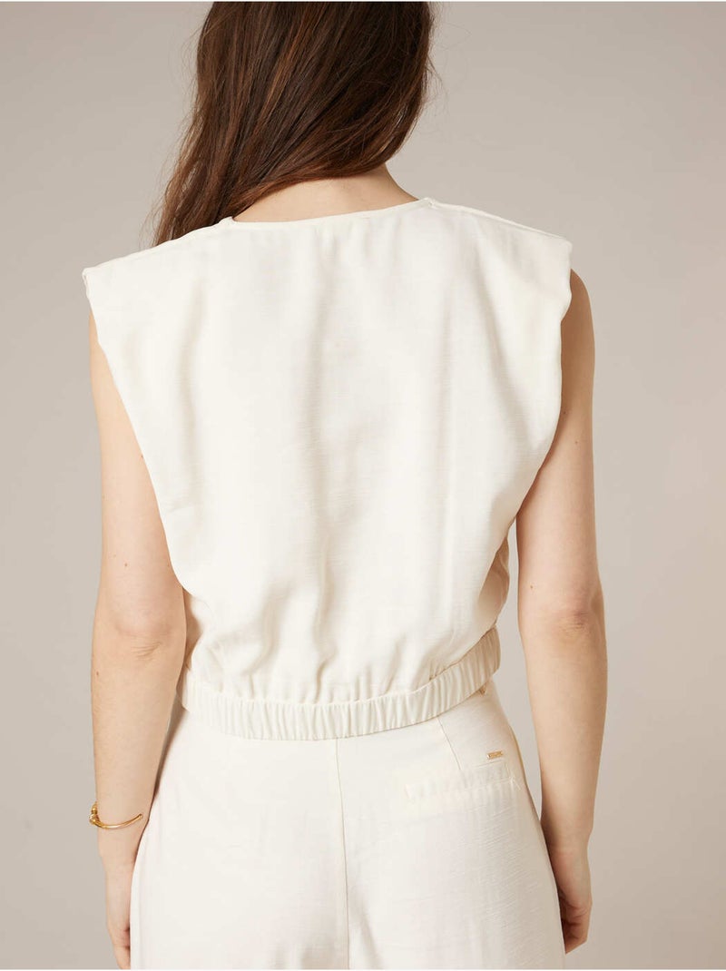 Top sans manches cache-coeur uni 'Deeluxe' Blanc - Kiabi