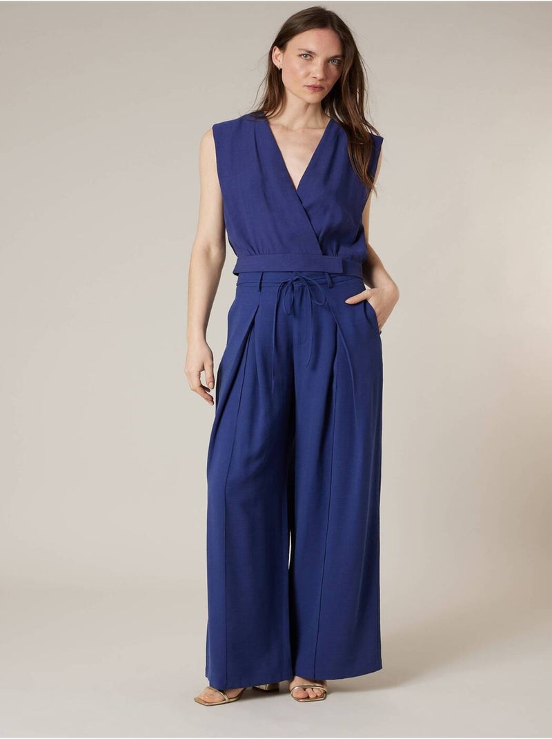 Top sans manches cache-coeur uni 'Deeluxe' Bleu marine - Kiabi
