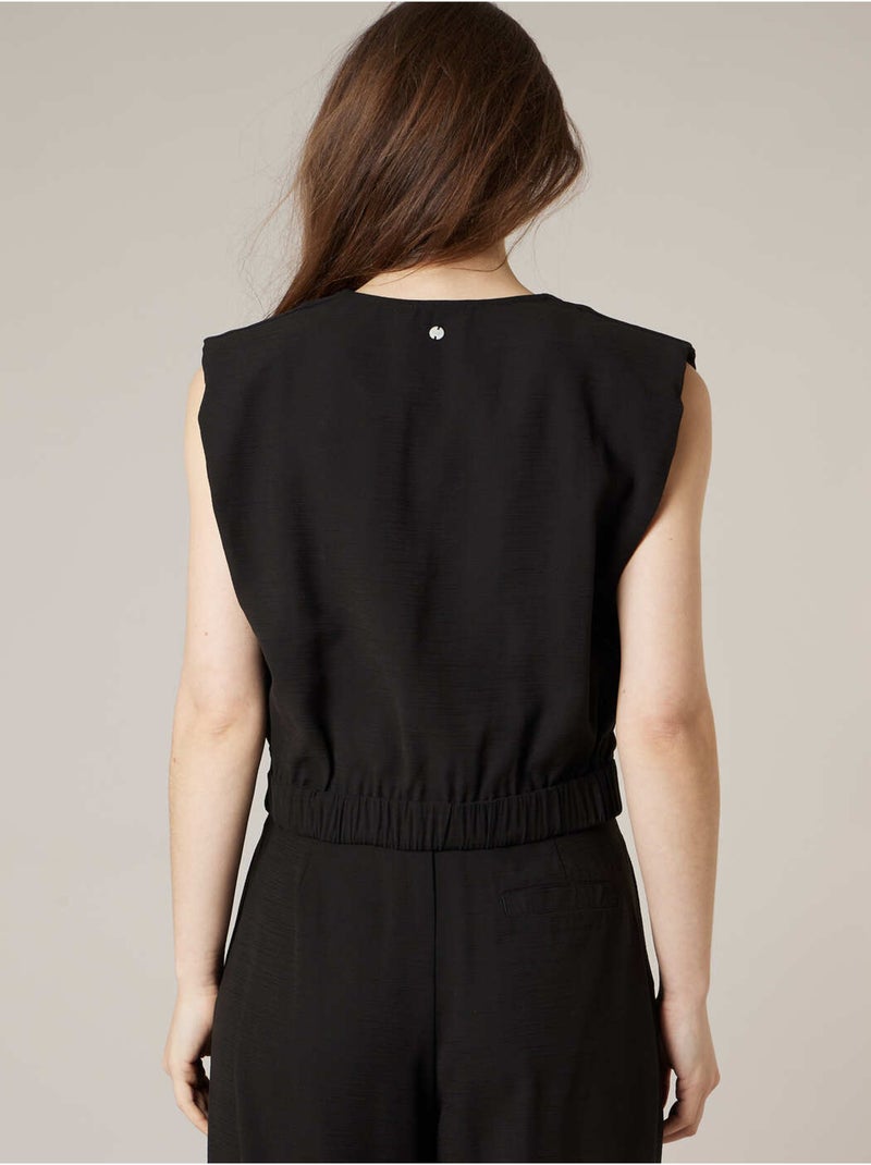 Top sans manches cache-coeur uni 'Deeluxe' Noir - Kiabi