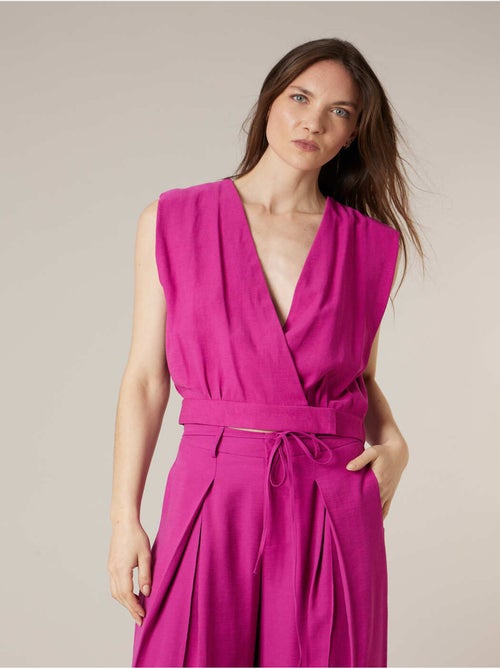 Top sans manches cache-coeur uni 'Deeluxe' - Kiabi