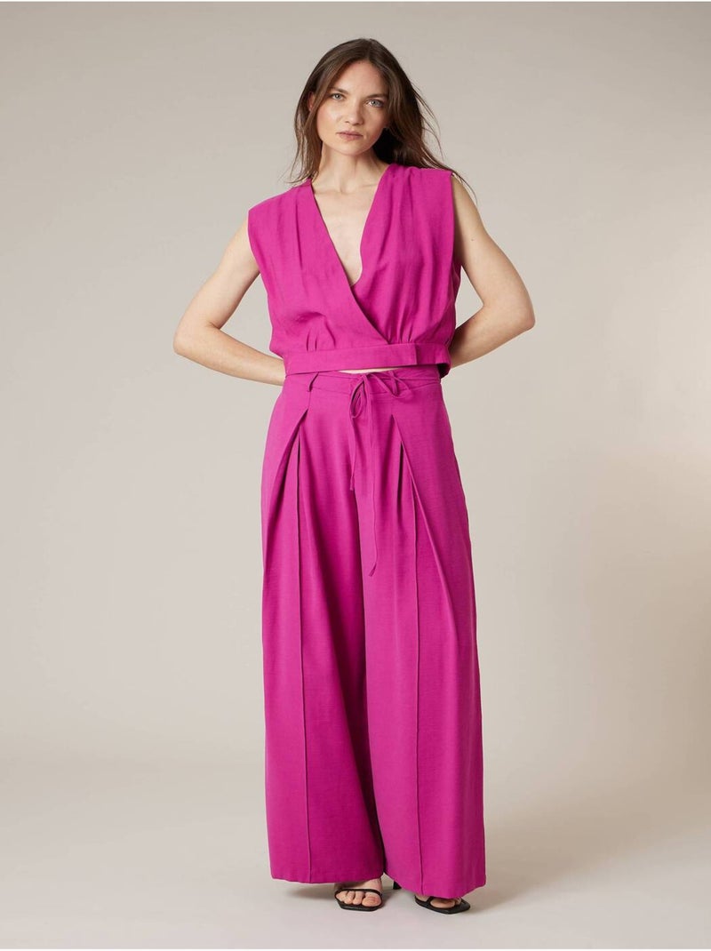 Top sans manches cache-coeur uni 'Deeluxe' Rose - Kiabi