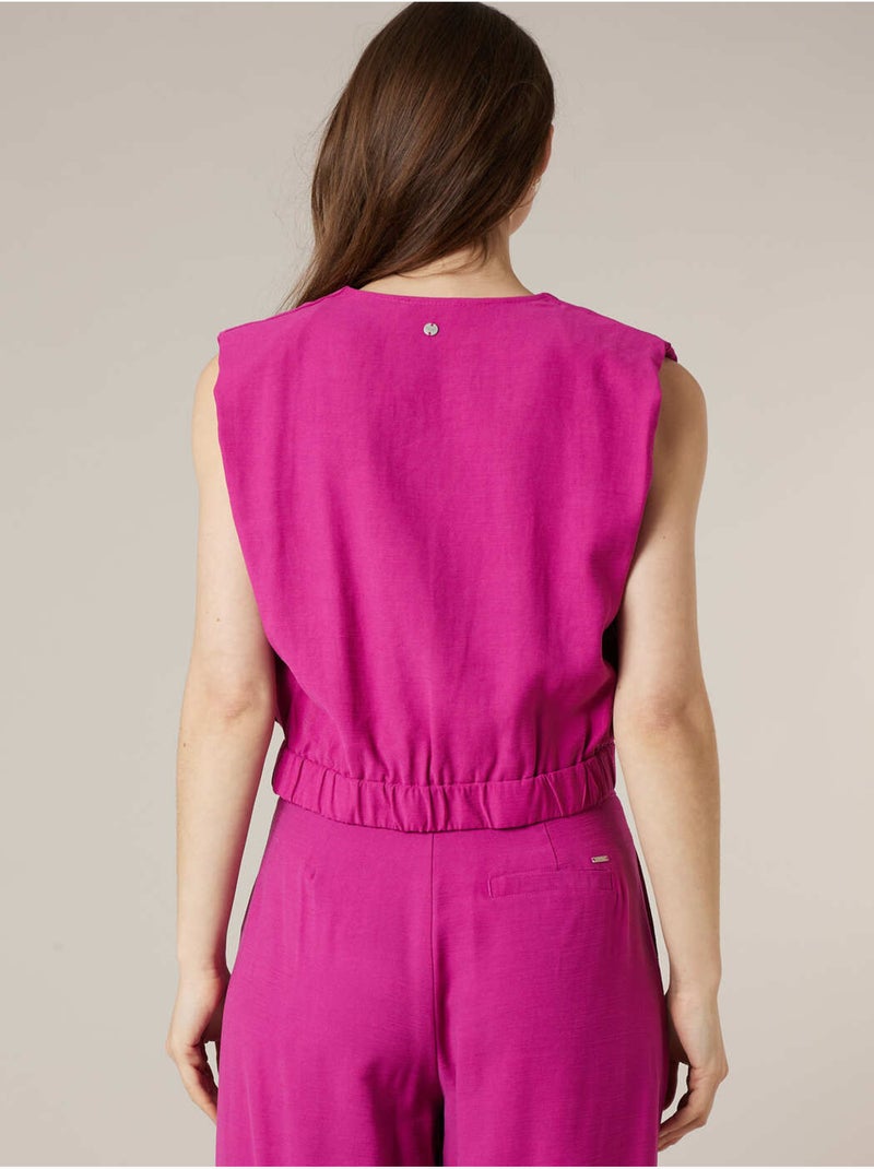 Top sans manches cache-coeur uni 'Deeluxe' Rose - Kiabi