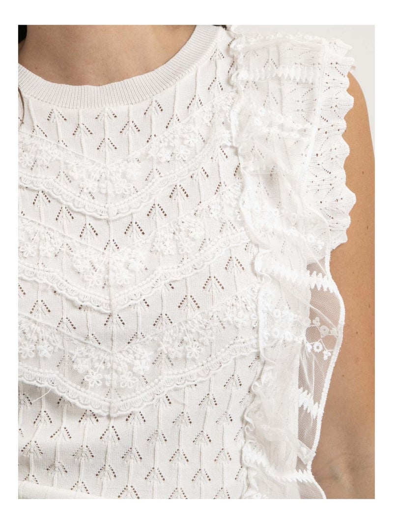 Top sans manches dentelle FEVIA Blanc - Kiabi