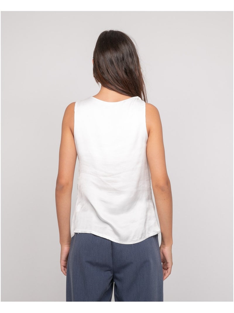 Top sans manches effet satin FARESSIE Blanc - Kiabi