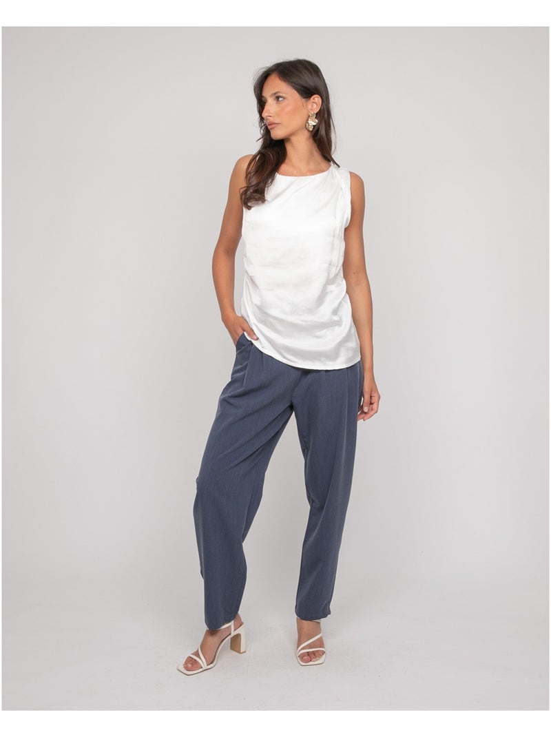 Top sans manches effet satin FARESSIE Blanc - Kiabi