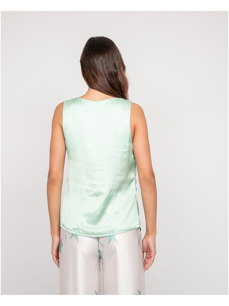 Top sans manches effet satin FARESSIE Vert d'eau - Kiabi
