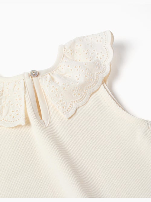 Top sans manches en coton avec col brodé - Kiabi