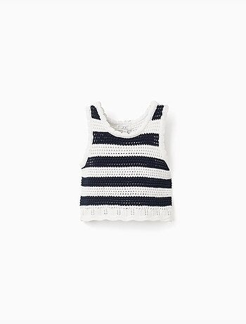 Top sans manches en coton en maille à rayures