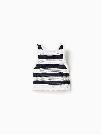 Top sans manches en coton en maille à rayures
