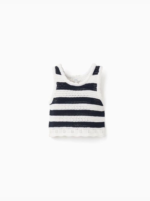 Top sans manches en coton en maille à rayures - Kiabi
