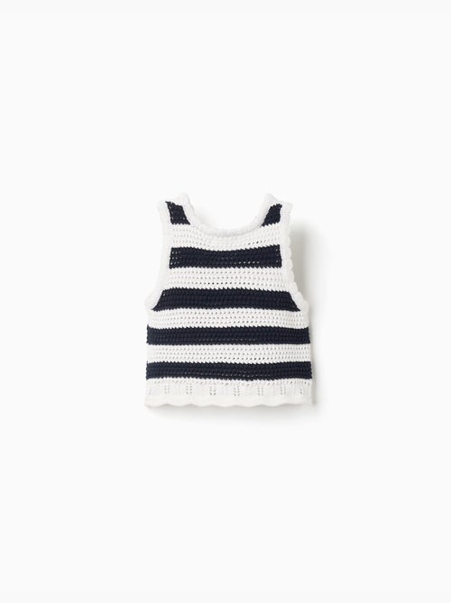 Top sans manches en coton en maille à rayures - Kiabi