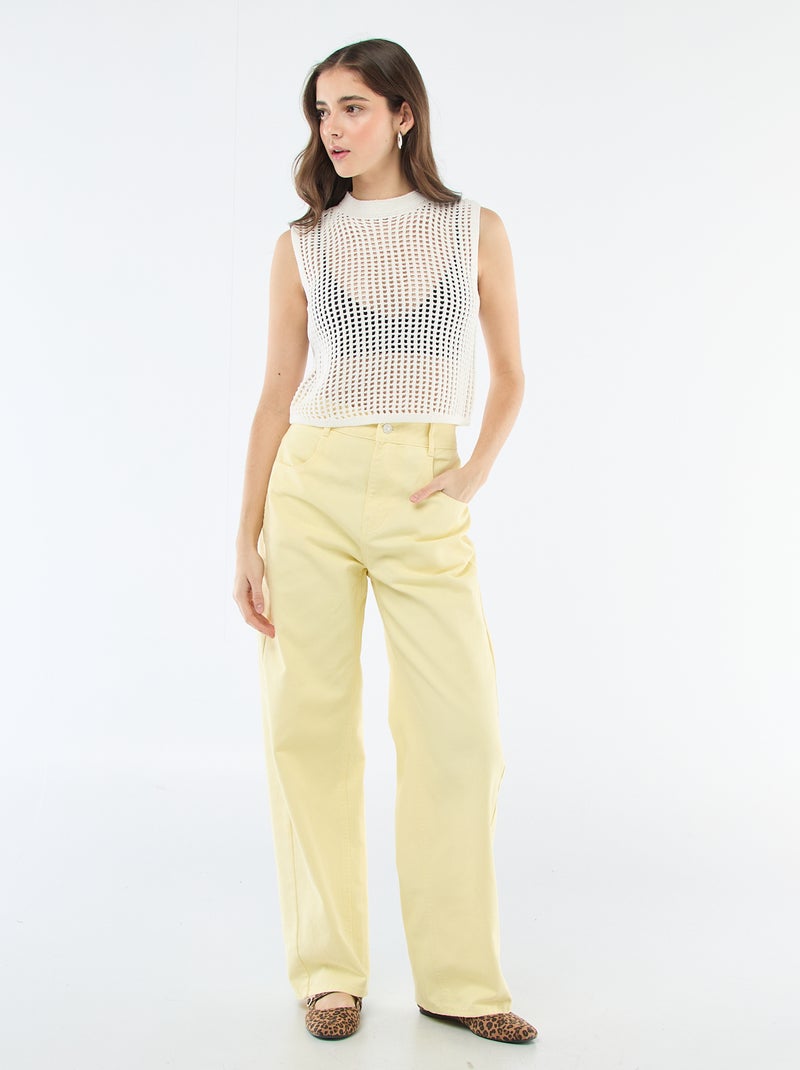 Top sans manches en crochet Blanc - Kiabi