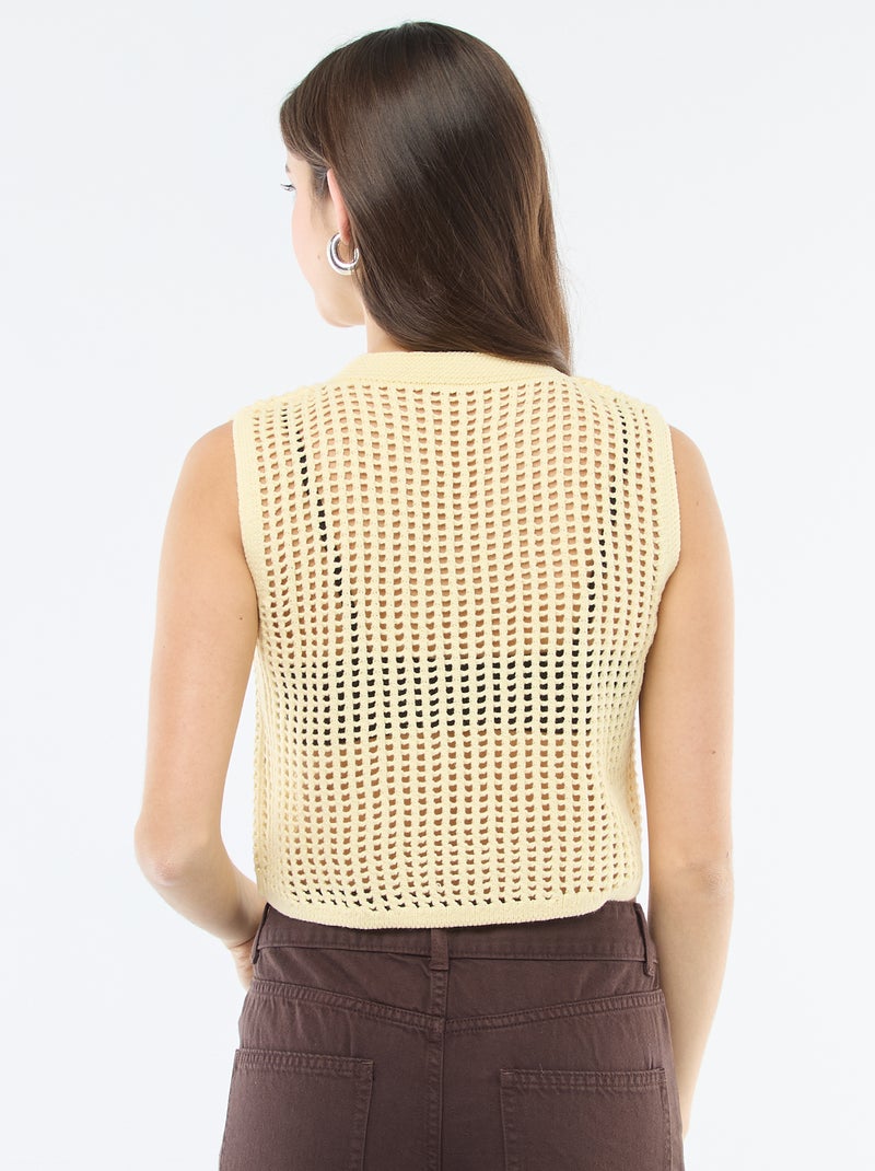 Top sans manches en crochet Jaune - Kiabi