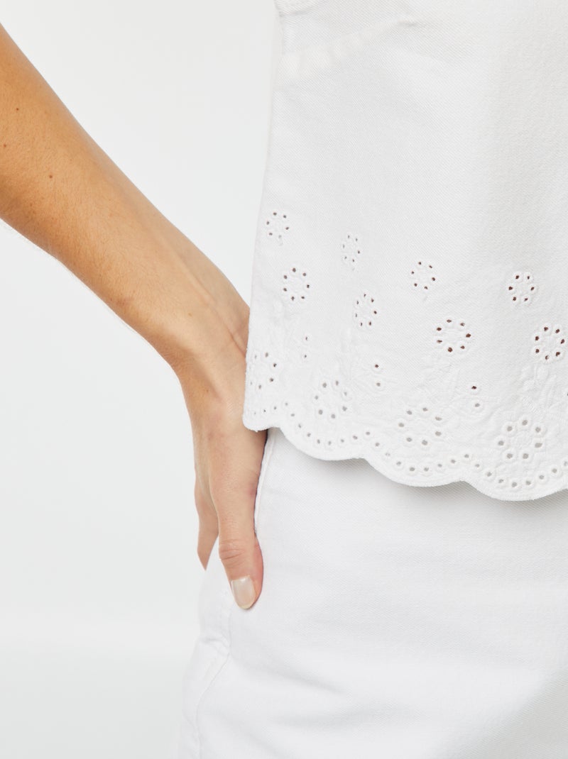 Top sans manches en denim BLANC - Kiabi