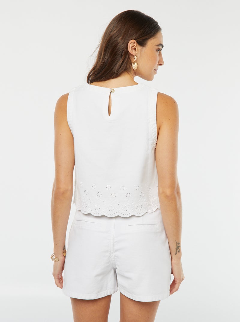 Top sans manches en denim BLANC - Kiabi