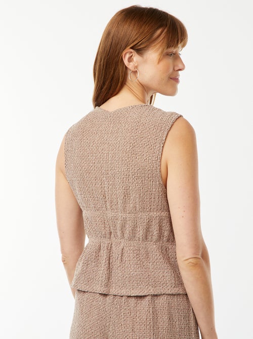 Top sans manches en maille gaufrée avec liens à nouer - Kiabi