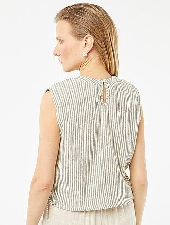 Top sans manches en maille gaufrée