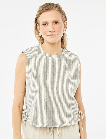 Top sans manches en maille gaufrée