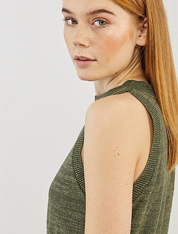 Top sans manches en maille pailletée - Kiabi