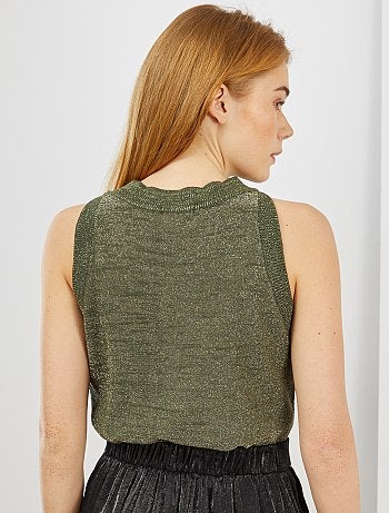Top sans manches en maille pailletée - Kiabi