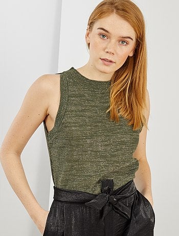 Top sans manches en maille pailletée - Kiabi