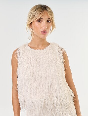 Top sans manches en maille poilue