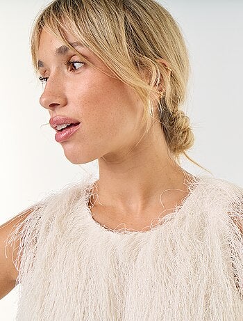 Top sans manches en maille poilue