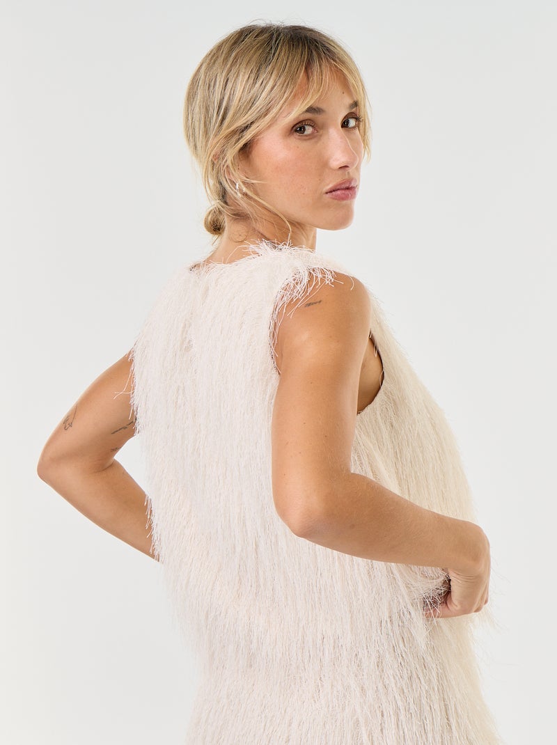 Top sans manches en maille poilue Beige - Kiabi