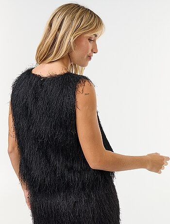 Top sans manches en maille poilue