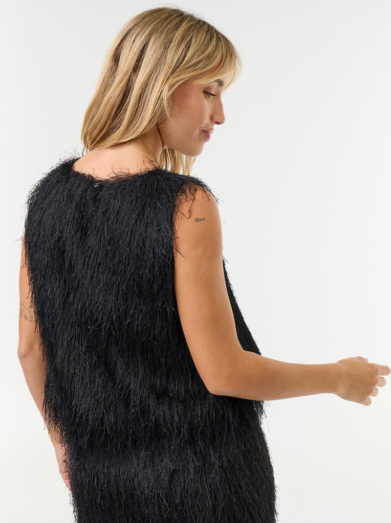Top sans manches en maille poilue Noir - Kiabi