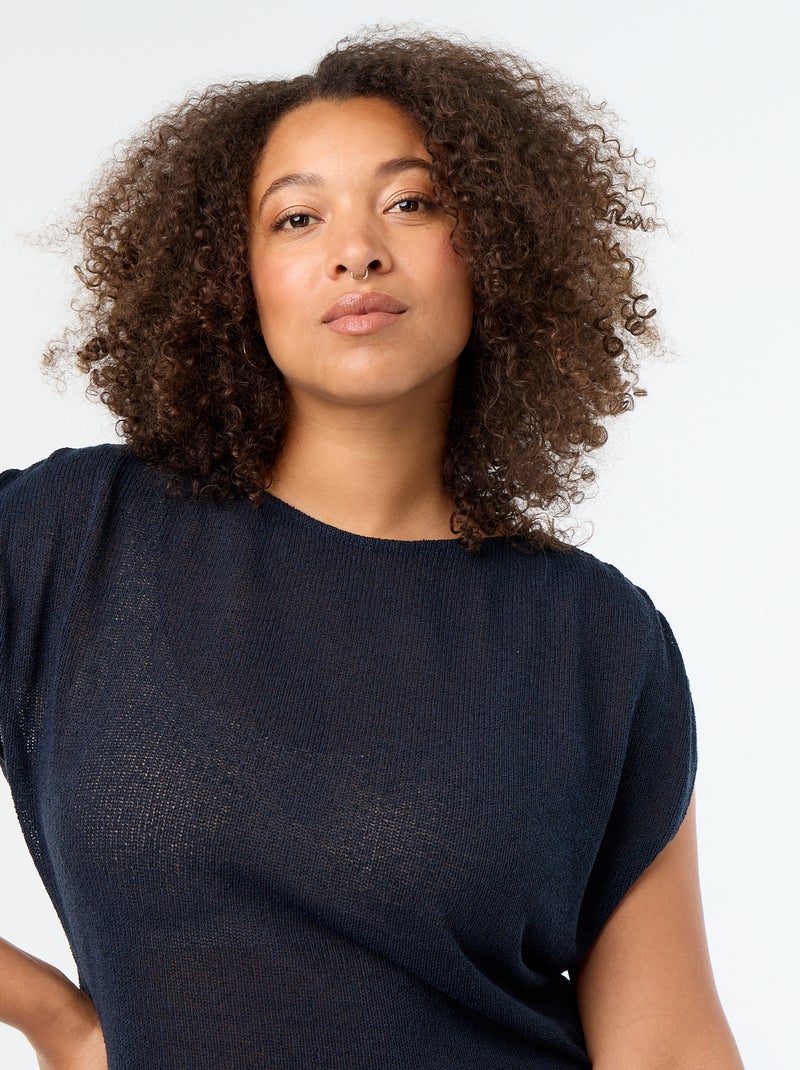 Top sans manches en matière ajourée Bleu - Kiabi