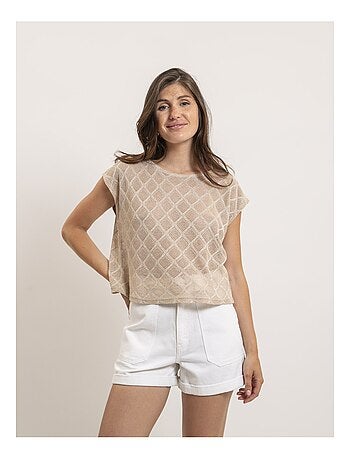 Top sans manches maille ajourée FEPIRA