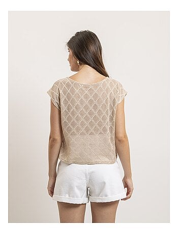 Top sans manches maille ajourée FEPIRA