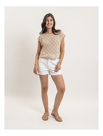 Top sans manches maille ajourée FEPIRA