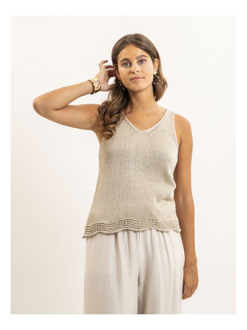 Top sans manches maille lurex KENATRA Beige - Kiabi